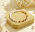 Chain & Pearl Half-Half Bracelet