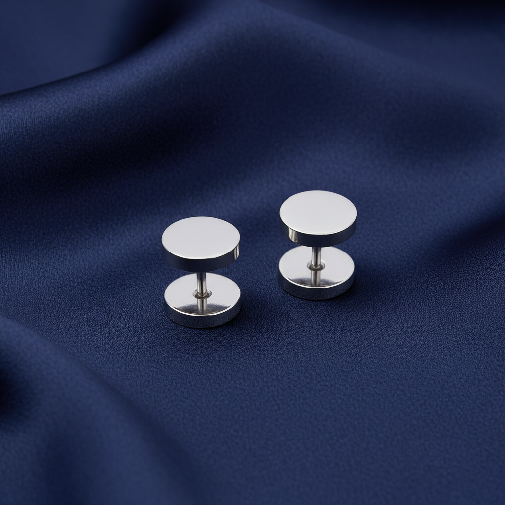 Men's Dumbbell Stud Earrings