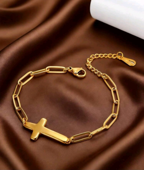 Men's Side Cross Paper Clip Bracelet