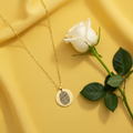 Gold arch pendant necklace