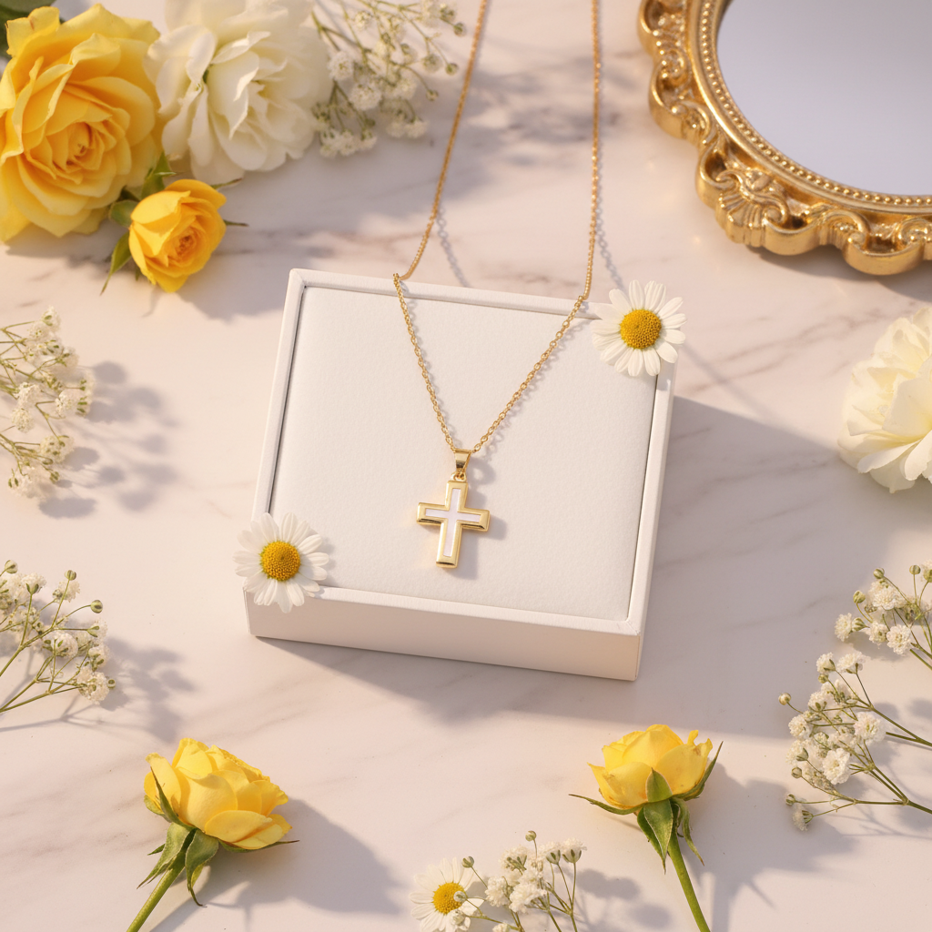 Enamel Cross Pendant on Chain