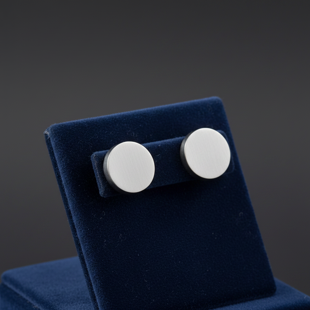 Men's Flat Disc Stud Earrings