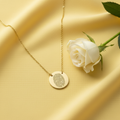 Gold coin disc necklace - 13mm pendant, 42+8cm chain